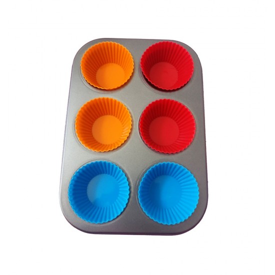Tava De Copt 6 Briose, 6  Cupe din silicon, 70COF