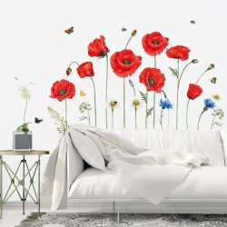 Sticker decorativ, Trandafiri rosii, 90 cm, 1144STK