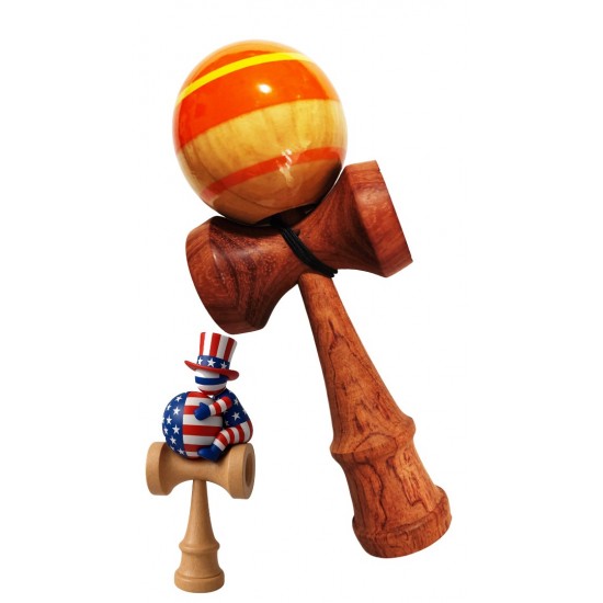Kendama din lemn natural, Bila lemn + Sticker Waterproof USA pentru telefon, 150KD