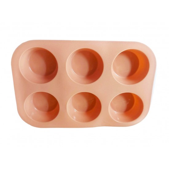 Forma silicon pentru prajituri turnate, Bej, 6 cavitati, 30 cm, 431COF