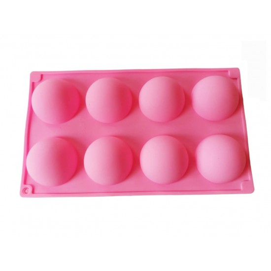 Forma silicon pentru prajituri turnate, Roz, 8 cavitati, 28 cm, 432COF-1