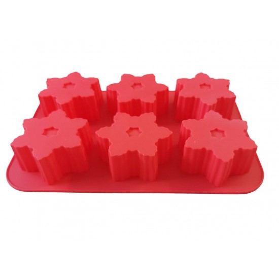Forma silicon in forma de fulgi de zapada, 6 cavitati, Rosu, 25 cm, 473COF