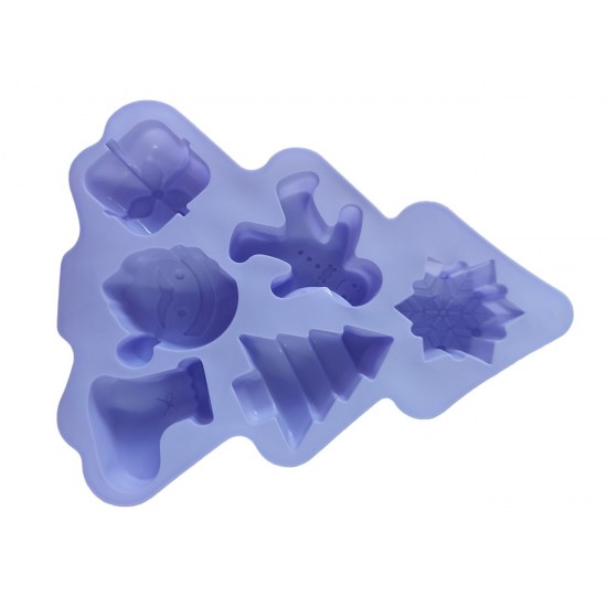 Forma silicon pentru prajituri, Tema Craciun, 6 cavitati, Mov, 23 cm, 474COF