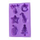 Forma silicon pentru prajituri, Tema Craciun, 6 cavitati, Mov, 27 cm, 480COF