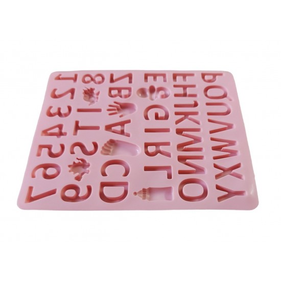 Forma silicon cu Cifre, Litere, Piciorus, Manuta, Biberon, Dinozaur, Suzeta, Portocaliu, 21 cm, 492COF