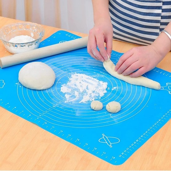 Covoras pentru aluat din silicon, foaie antiaderenta, 60x80 cm, Albastru, 557COF