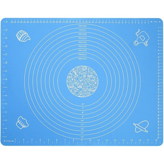 Covoras pentru aluat din silicon, foaie antiaderenta, 60x80 cm, Albastru, 557COF