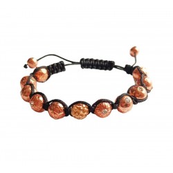 Bratara cu pietre Hematit si Charm, Maro, BR69 Bratara cu pietre Hematit si Charm, Maro, BR69