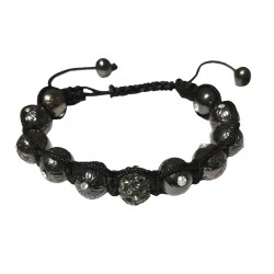 Bratara cu pietre Hematit si Charm, Negru, 145BJ