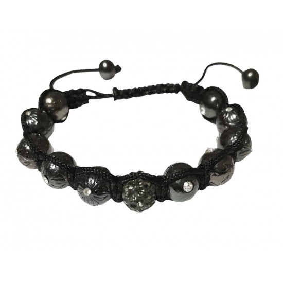 Bratara cu pietre Hematit si Charm, Negru, 145BJ