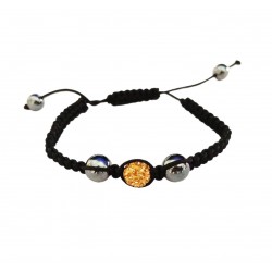 Bratara cu pietre Hematit si Charm, Negru, BR63 Bratara cu pietre Hematit si Charm, Negru, BR63
