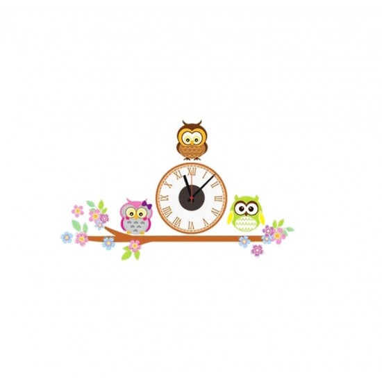 Ceas decorativ de perete, Bufnite, Ceas cu Autocolant, 55 cm, CD871 Ceas decorativ de perete, Bufnite, Ceas cu Autocolant, 55 cm, CD871