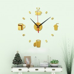 Ceas decorativ de perete, Ceasca de cafea, Oglinda acrilica, 43 cm, MC-031
