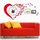 Ceas decorativ de perete, Inima, Ceas cu Autocolant, 50 cm, CD829