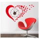 Ceas decorativ de perete, Inima, Ceas cu Autocolant, 50 cm, CD829