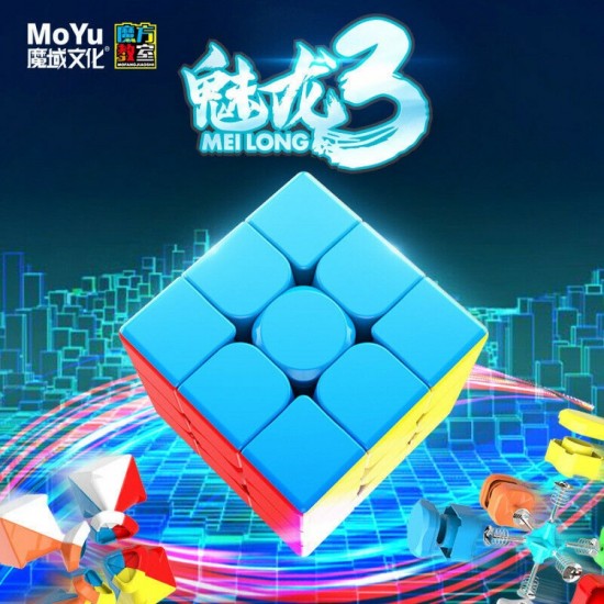 Set Cub Magic  3x3x3 MoYu MeiLong Stickerless, + 1 sticker 15 cm tableta, 1 sticker  4 cm telefon, 512CUB