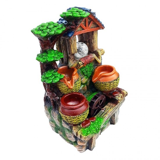 Fantana arteziana, cu buton On/off, Cauta cu 3 ulcioare, 1  bila si leduri, 37 cm, 1461GX