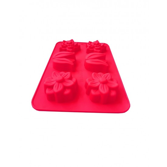 Forma din silicon pentru prajituri, 6 cavitati, Floral, 118COF