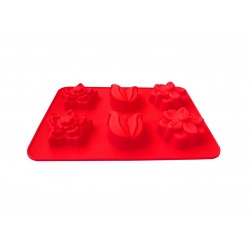 Forma din silicon pentru prajituri, 6 cavitati, Floral, 118COF