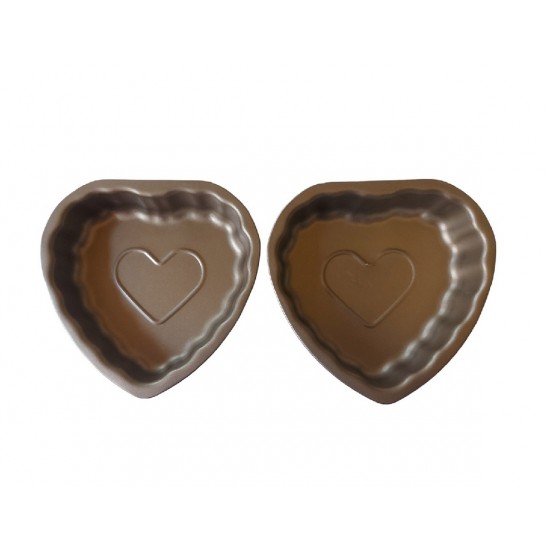 Forma pentru Tarte, Set 2 forme, Inima, Maro, 10 cm, 403COF
