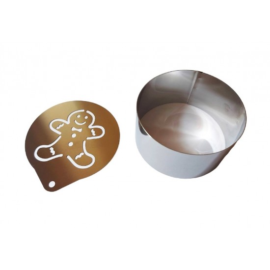 Forma pentru prajituri, Rotund cu sablon de ornat, Model omulet de turta dulce, 7.5 cm, 420COF