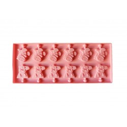 Forma silicon 12 cavitati, Peppa Pig si Dinosaur, Acadele din ciocolata sau Acadele din zahar, Roz, 26 cm, 246COF