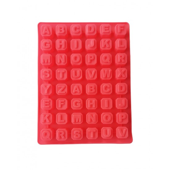 Forma silicon 48 cavitati, Litere, Pentru bomboane sau cuburi de Gheata, Rosu, 23 cm, 225COF