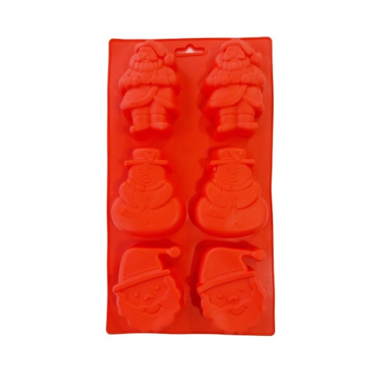 Forma silicon 6 cavitati, Mos Cracioun, Om de Zapada, Pentru prajituri sau Briose, Rosu, 29 cm, 240COF