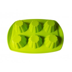 Forma silicon, Pentru prajituri, 6 cavitati, Verde, 29 cm, 344COF