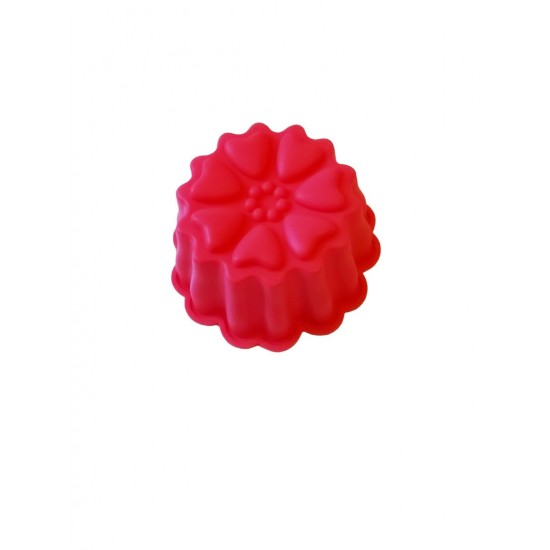 Forma silicon pentru briose, 3 cavitati, Rosu, 9 cm, 331COF
