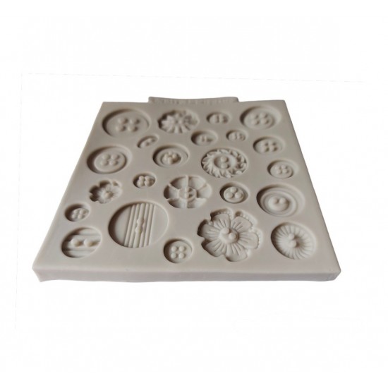 Forma silicon pentru fondant, Matrita nasturi, Gri, 10 cm, 290COF
