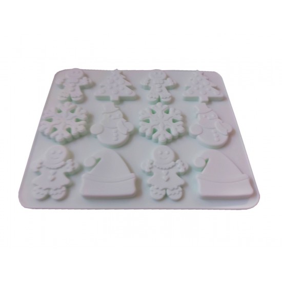 Forma silicon pentru prajituri, 12 cavitati, Sarbatori de iarna, 152COF