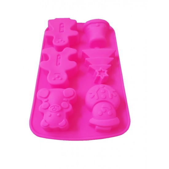 Forma silicon pentru prajituri, 6 cavitati, Sarbatori de iarna, 153COF