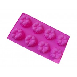 Forma silicon pentru prajituri, 8 cavitati, Floral, 151COF