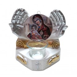 Candela cu doua maini, Fecioara Maria cu pruncul IIsus Hristos, 17 cm, GXL050