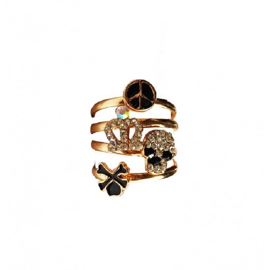 Inel fantezie, 4 in 1, Auriu, Marimea Universal, BR83 Inel fantezie, 4 in 1, Auriu, Marimea Universal, BR83