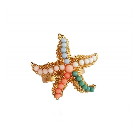 Inel fantezie, Stea de mare, Multicolor, Marimea Universal, BR82