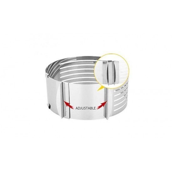 Inel feliator blat de tort ajustabil 8 cm, 24-30 cm, otel inoxidabil, 146COF Inel feliator blat de tort ajustabil 8 cm, 24-30 cm, otel inoxidabil, 146COF
