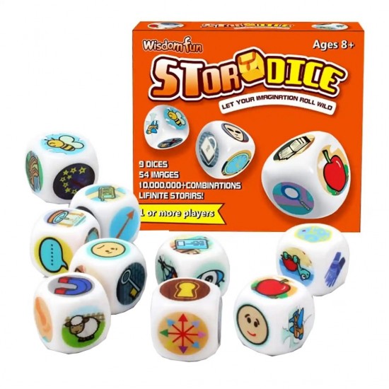 Joc educativ si logopedie, Set 9 zaruri pentru crearea povestilor, 54 de imagini unice, 1TOY