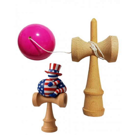 Kendama din lemn natural, Bila lemn + Sticker Waterproof USA pentru telefon, 159KD Kendama din lemn natural, Bila lemn + Sticker Waterproof USA pentru telefon, 159KD