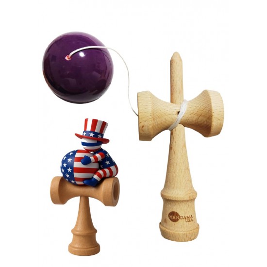 Kendama din lemn natural, Bila lemn + Sticker Waterproof USA pentru telefon, 163KD Kendama din lemn natural, Bila lemn + Sticker Waterproof USA pentru telefon, 163KD