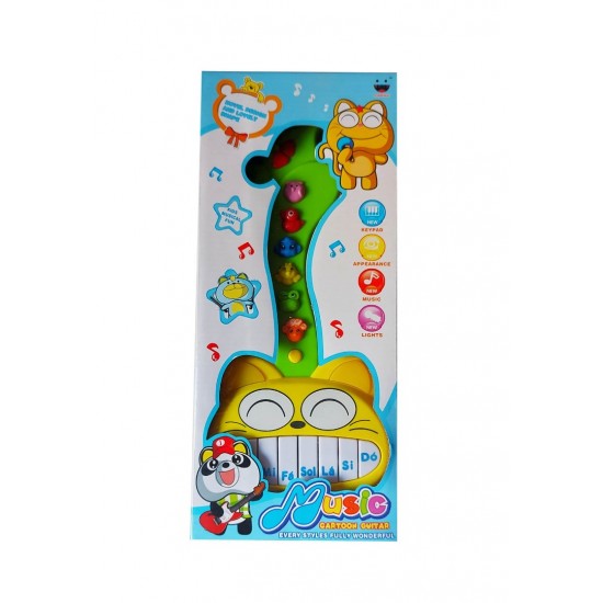 Chitara interactiv pentru copii cu butoane care emit diverse melodii, Galben, 36 cm LTOY50