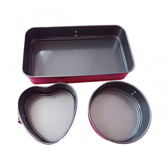 Set 3 Tavi mini  pentru  prajituri, Dreptunghiular, rotund, inima,156COF