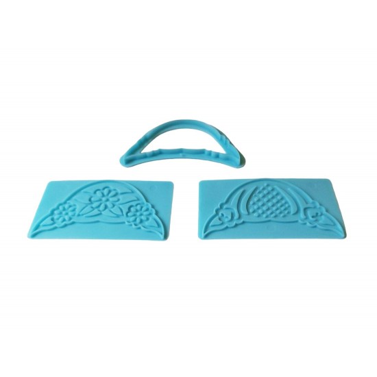 Set de 3 sabloane pentru decorare torturi, Turcoaz, 11 cm, 364COF 
