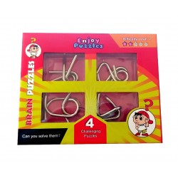 Set puzzle Brain Twister 4 jocuri din Metal, pentru copii si adolescenti, 486CUB Set puzzle Brain Twister 4 jocuri din Metal, pentru copii si adolescenti, 486CUB