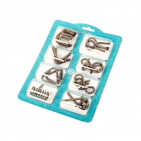 Set  puzzle Brain Twister 8 jocuri din Metal, pentru copii si adolescenti, 392CUB-1
