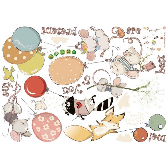Sticker decorativ, Animalute, Baloane, 100 cm, 727STK