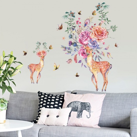 Sticker decorativ, Caprioare, Flori, 95 cm, 788STK Sticker decorativ, Caprioare, Flori, 95 cm, 788STK