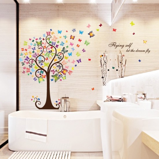 Sticker decorativ, Copacul cu fluturi, 130 cm, 799STK