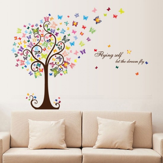 Sticker decorativ, Copacul cu fluturi, 130 cm, 799STK